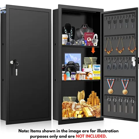 Wall Safe W Removable Shelf Lockable Storage Box for Ammo Handguns Money Jewelry