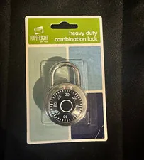 Top Flight Heavy Duty Metal Combination Padlock Preset 3-Digit Silver/Black