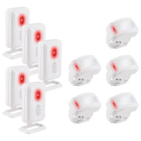 Wireless PIR Motion Sensor Detector Home Security Doorbell Chime Alarm Bell 5Set