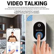 Smart WiFi Video Doorbell 2.4GHz HD Night Vision Two Way Audio App Cloud Storage