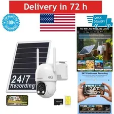 HXVIEW 4G LTE Cellular Solar Security Camera Outdoor Wireless