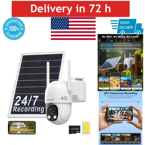 HXVIEW 4G LTE Cellular Solar Security Camera Outdoor Wireless