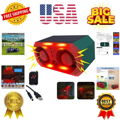 Solar Outdoor Motion Detector Sensor Alarm, Personalize Recording Siren & Str...