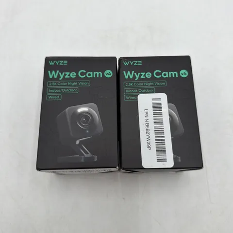 Lot Of 2 Wyze Cam V4 2.5K Color Night Vision Indoor/Outdoor Black Google Alexa