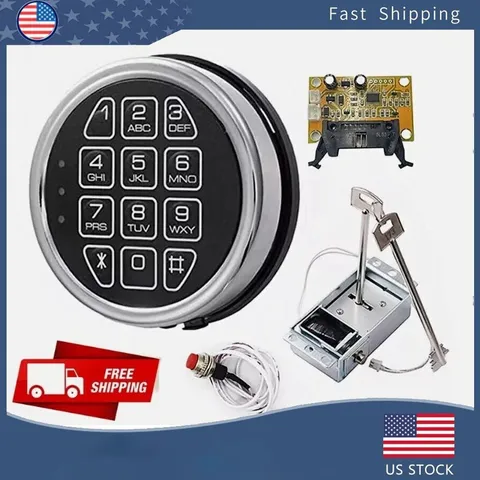 Gun Safe Lock Replacement Chrome Keypad Safe Electronic Lock Solenoid 2 Key US