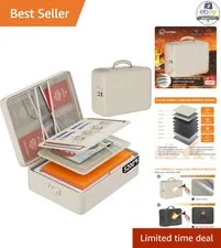 Fireproof Document Organizer Box 5200°F Soft Beige Zippered File Storage