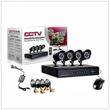 4 CHANNEL INFRARED CAMERA + DVR + POWER SUPPLY CCTV VIDEO SURVEILLANCE KIT