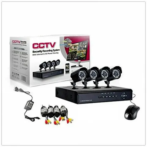 4 CHANNEL INFRARED CAMERA + DVR + POWER SUPPLY CCTV VIDEO SURVEILLANCE KIT