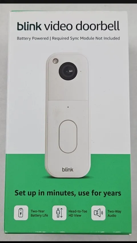 Blink Video Doorbell - Battery Powered, Head-to-Toe HD View, White New Version