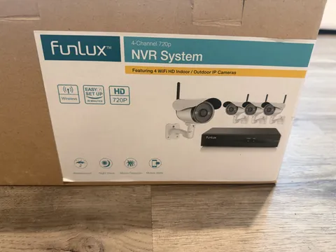 FUNLUX NVR 720P ZM-KW0008-1TB 4 WIFI IP 4-CHANNEL RECORDER W/ 4 CAMERAS