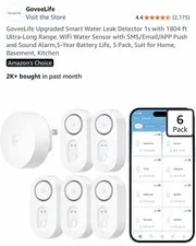 GoveeLife Upgraded Smart Water Leak Detector 1s with 1804ft Ultra-Long Range 5pk