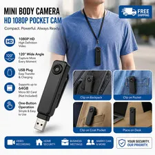 1080P Mini Body Cam Portable Wearable Clip Pocket Cam Video Recorder DVR USB PK2