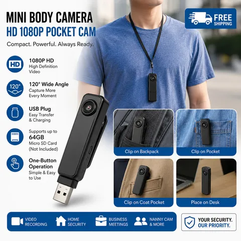 1080P Mini Body Cam Portable Wearable Clip Pocket Cam Video Recorder DVR USB PK2