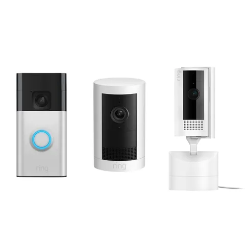 New Ring Whole Home Camera Kit, Doorbell Outdoor Camera Pan Tilt Indoor Camera W