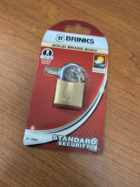 Brinks Solid Brass Body Key Lock  1300 lb Cut & Weather  Resistant 161-30001
