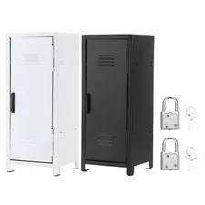 Mini Locker 4.3 x 10.8 Inch, 2 Pcs Small Locker with Lock Keys, White/Black