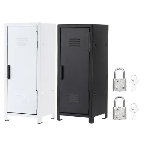 Mini Locker 4.3 x 10.8 Inch, 2 Pcs Small Locker with Lock Keys, White/Black