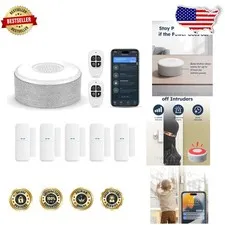 DIY Wireless Home Security - 8pc Kit, 120dB Siren, Real-Time Alerts, Alexa Voice