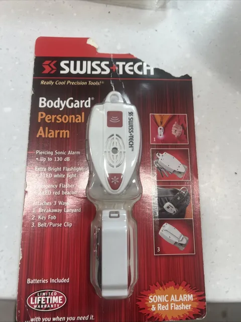 Swiss Tech BodyGard Personal Sonic Alarm and Red Flashers BGCS2WH-PA