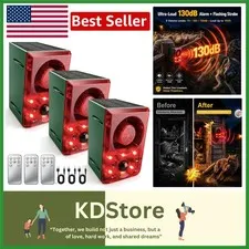 3-Pack Solar Powered Motion Sensor Alarm with Gunshot Sound for Intruder Defense