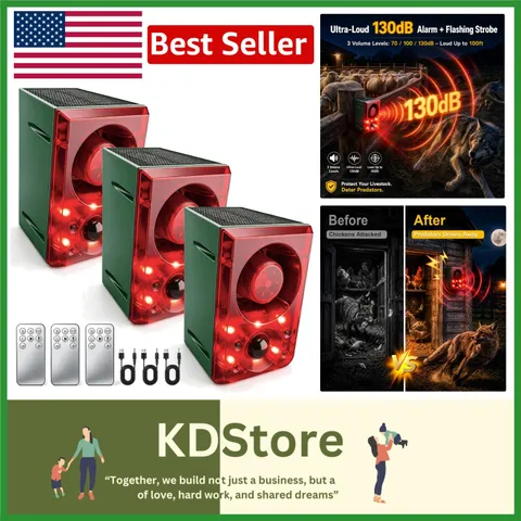 3-Pack Solar Powered Motion Sensor Alarm with Gunshot Sound for Intruder Defense
