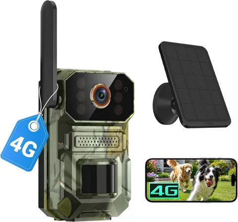 4G LTE Cellular Video Doorbell W/ Solar Panel Pet Camera AI Motion Detection