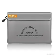 Fireproof Document Bag Large Silver Aluminum Foil Lining Waterproof Money Pouch