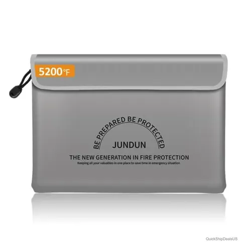 Fireproof Document Bag Large Silver Aluminum Foil Lining Waterproof Money Pouch