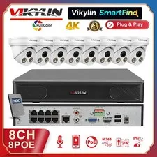 Vikylin SmartFind 8CH 8 POE CCTV System 4K 8MP IP Camera Outdoor Full Color Lot