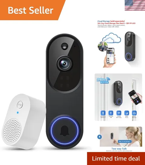 Elegant 1080P Home Security Doorbell Camera with AI Detection & Cloud Storage