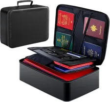 Giantluml Document Bag with Lock,Fireproof 3-Layer File Storage Case with Water-