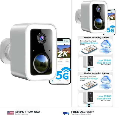 2K Security Cameras Wireless Outdoor, Integrated Spotlight & Siren, AI Motion...