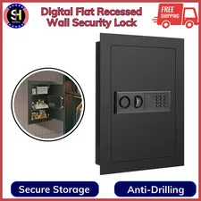 Digital Flat Recessed Wall Safe Home Security Lock, Black, Robust Construction