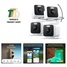 2-Pack Duo Cam Pan - Smart Home Security Cameras with Dual HD Lenses & Pan/Tilt
