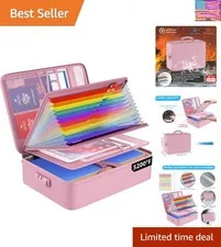 Fireproof File Organizer Bag with 13 Colorful Pockets Accordion File Folder,5...