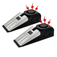HNHMT 2 Pack Portable Door Stop Alarm, Stopper with 120db Loud Black