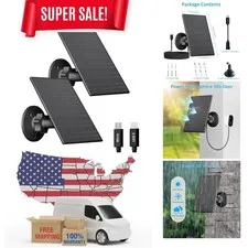 2W Solar Panel Charger for Outdoor Security Cameras -  Waterproof & Adjustable