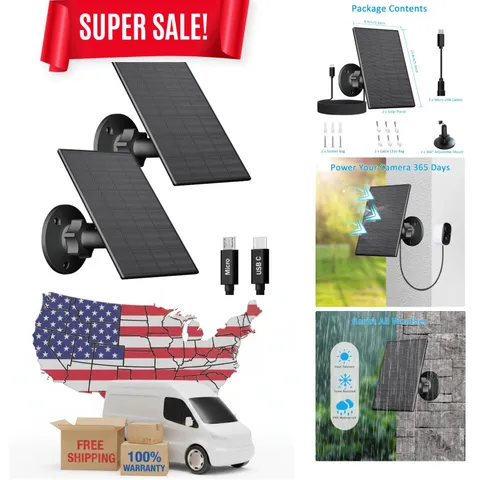 2W Solar Panel Charger for Outdoor Security Cameras -  Waterproof & Adjustable