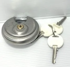 Chateau C 970 Stainless Steel Disc Padlock Circular Round Lock Keys Heavy Duty