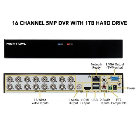 Night Owl DVR-C50X-161-JF 1TB 16-Channel DVR