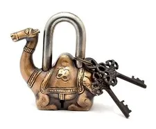 Handmade Vintage Style Rare Camel Design Functional Brass Padlock With 2 Keys