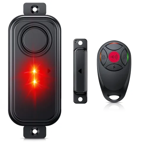 Door Alarm with Remote and Warning Light, 108dB Wireless Pool Gate Alarm for ...