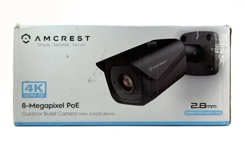 Amcrest IP8M-2496EB-V2 4K 8MP PoE Outdoor Weatherproof Bullet IP Camera Black