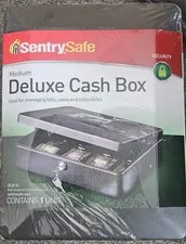 SentrySafe Medium Deluxe Cash Box & Key Lock DCB-12, Black