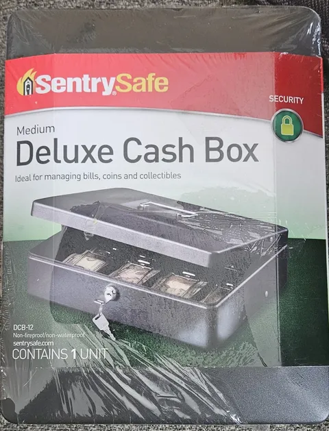 SentrySafe Medium Deluxe Cash Box & Key Lock DCB-12, Black