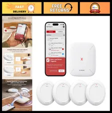 Smart Wi-Fi Water Leak Detector Kit, 4 Sensors & Base Station, App Alerts, Slim