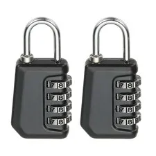 2 Pcs Combination Lock 4 Digit Locker Locks for Luggage Gym File Cabinet Black