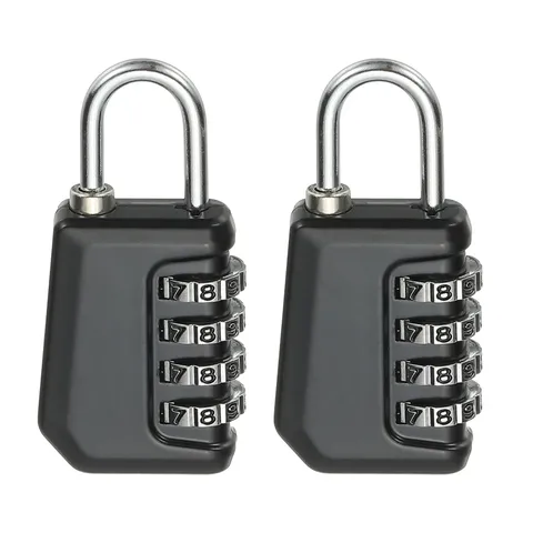 2 Pcs Combination Lock 4 Digit Locker Locks for Luggage Gym File Cabinet Black