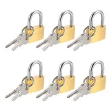 6Pcs Solid Brass Padlock with Key 13/16" Wide Body Small Locks Lock