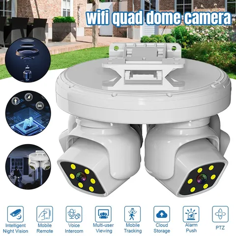 8MP Cámaras de seguridad 4Lens WIFI visión nocturna Supermercado Almacén Fábrica